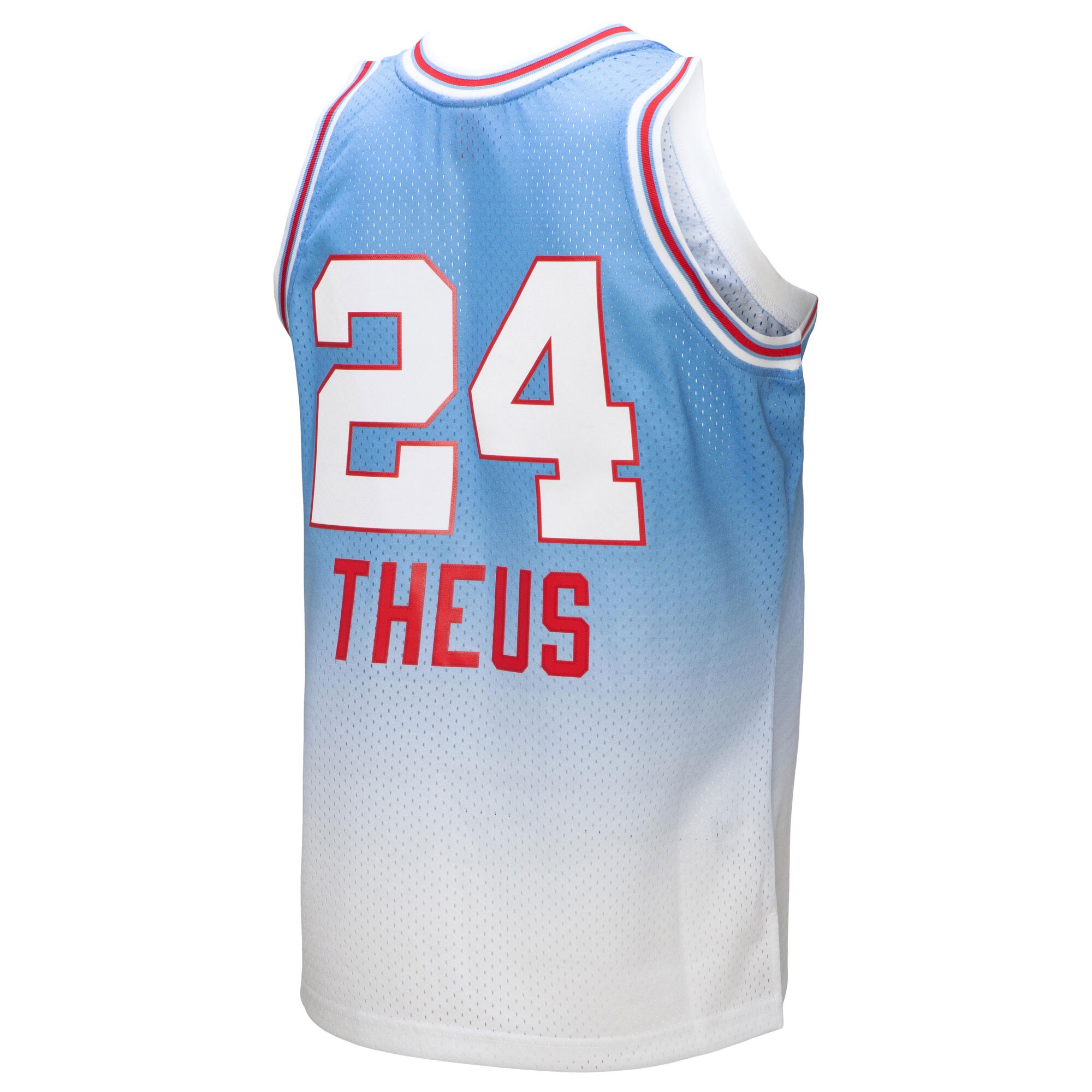 Men's Sacramento Kings Reggie Theus White/Light Blue 1985/86 Hardwood Classics Fadeaway Swingman Player Jersey