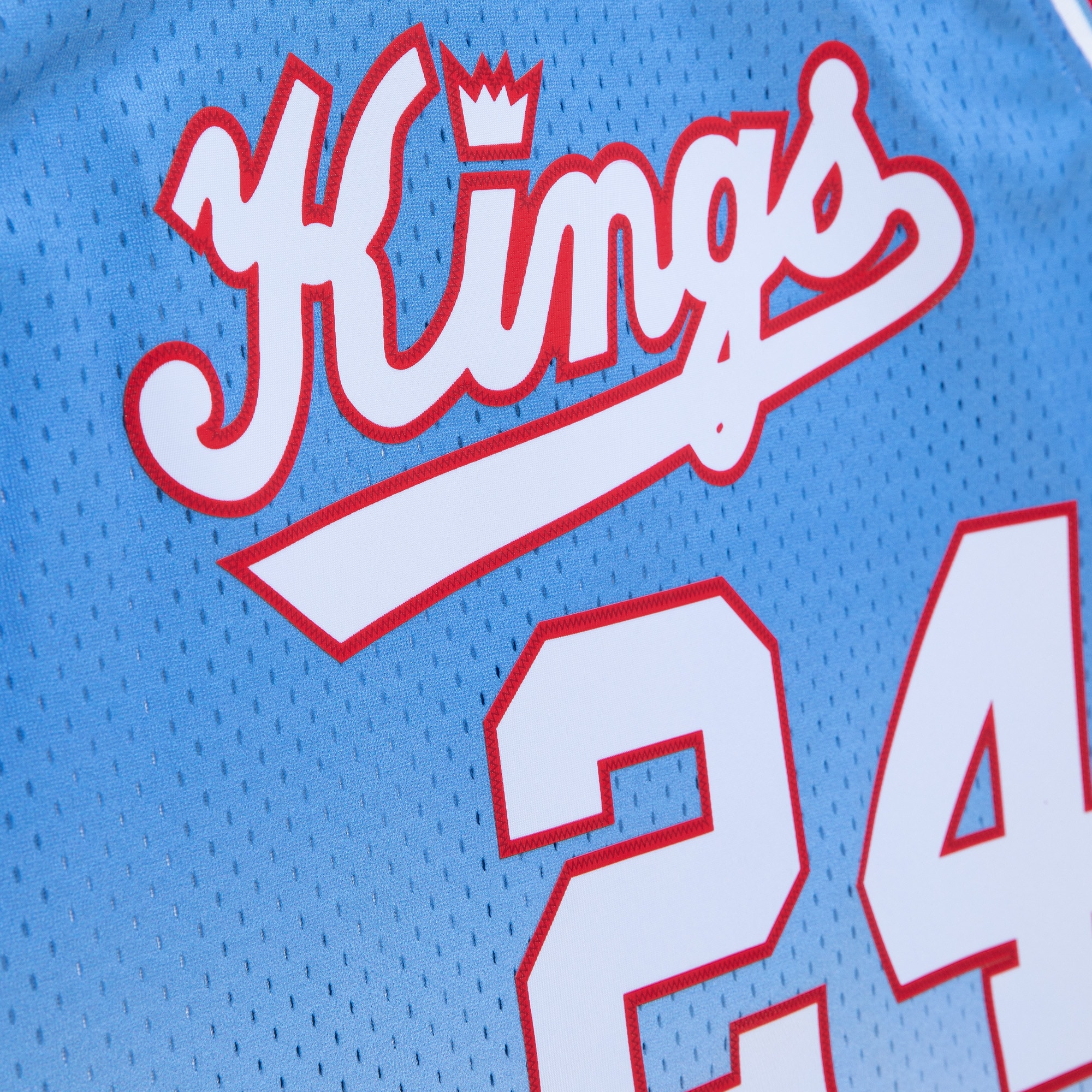 Men's Sacramento Kings Reggie Theus White/Light Blue 1985/86 Hardwood Classics Fadeaway Swingman Player Jersey