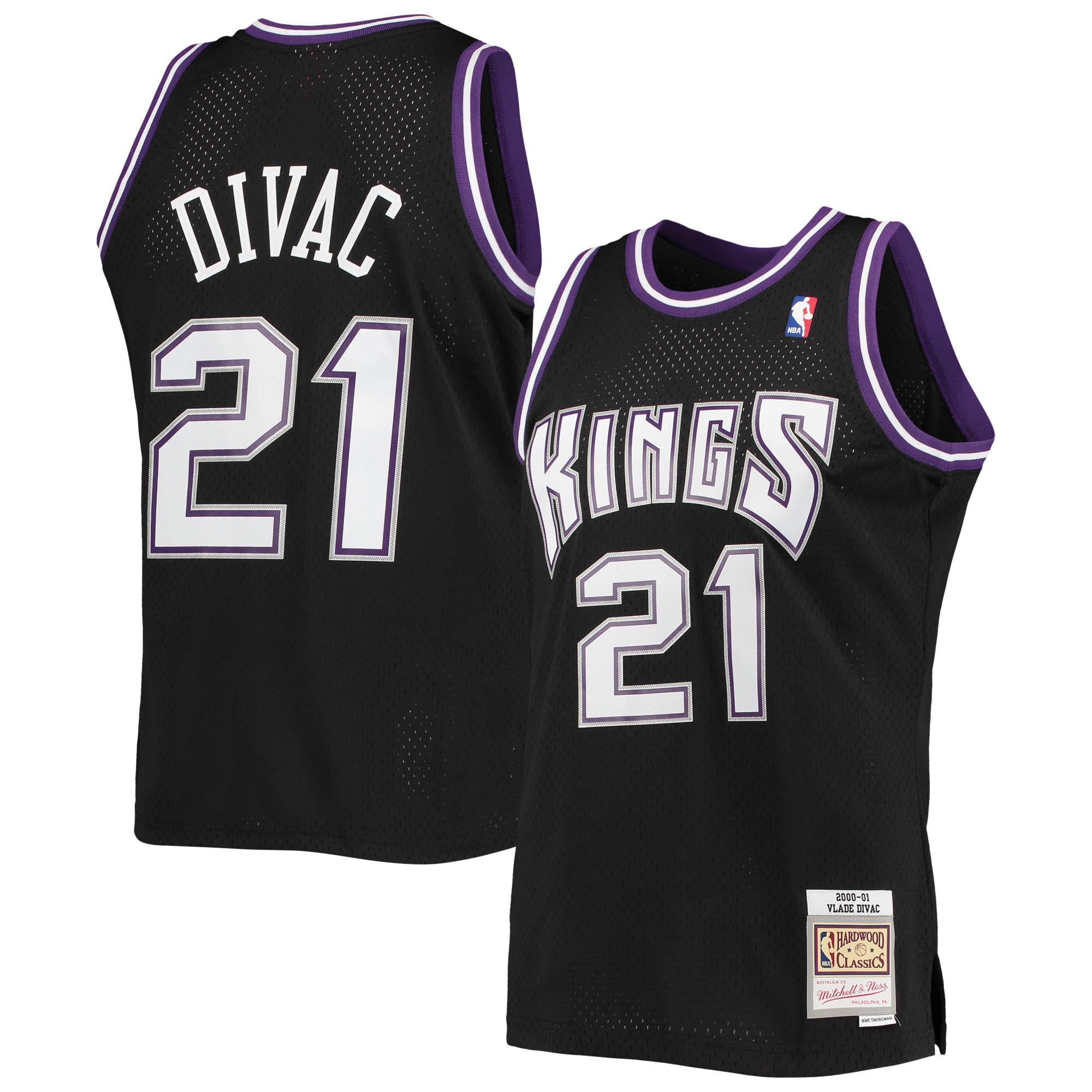 Men's Sacramento Kings Vlade Divac Black 2000/01 Hardwood Classics Swingman Jersey