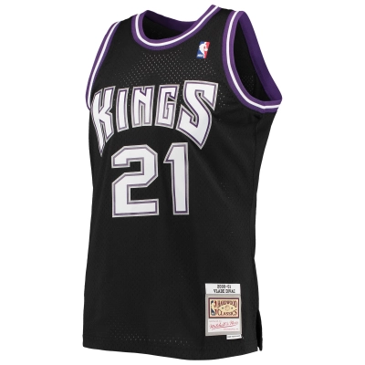 Men's Sacramento Kings Vlade Divac Black 2000/01 Hardwood Classics Swingman Jersey 02