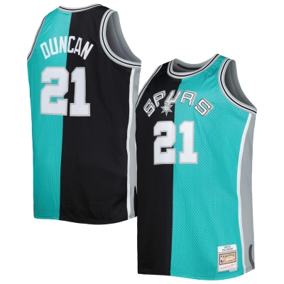 Men's San Antonio Spurs Black/Teal Big & Tall Hardwood Classics 1998/99 Split Swingman Jersey 01