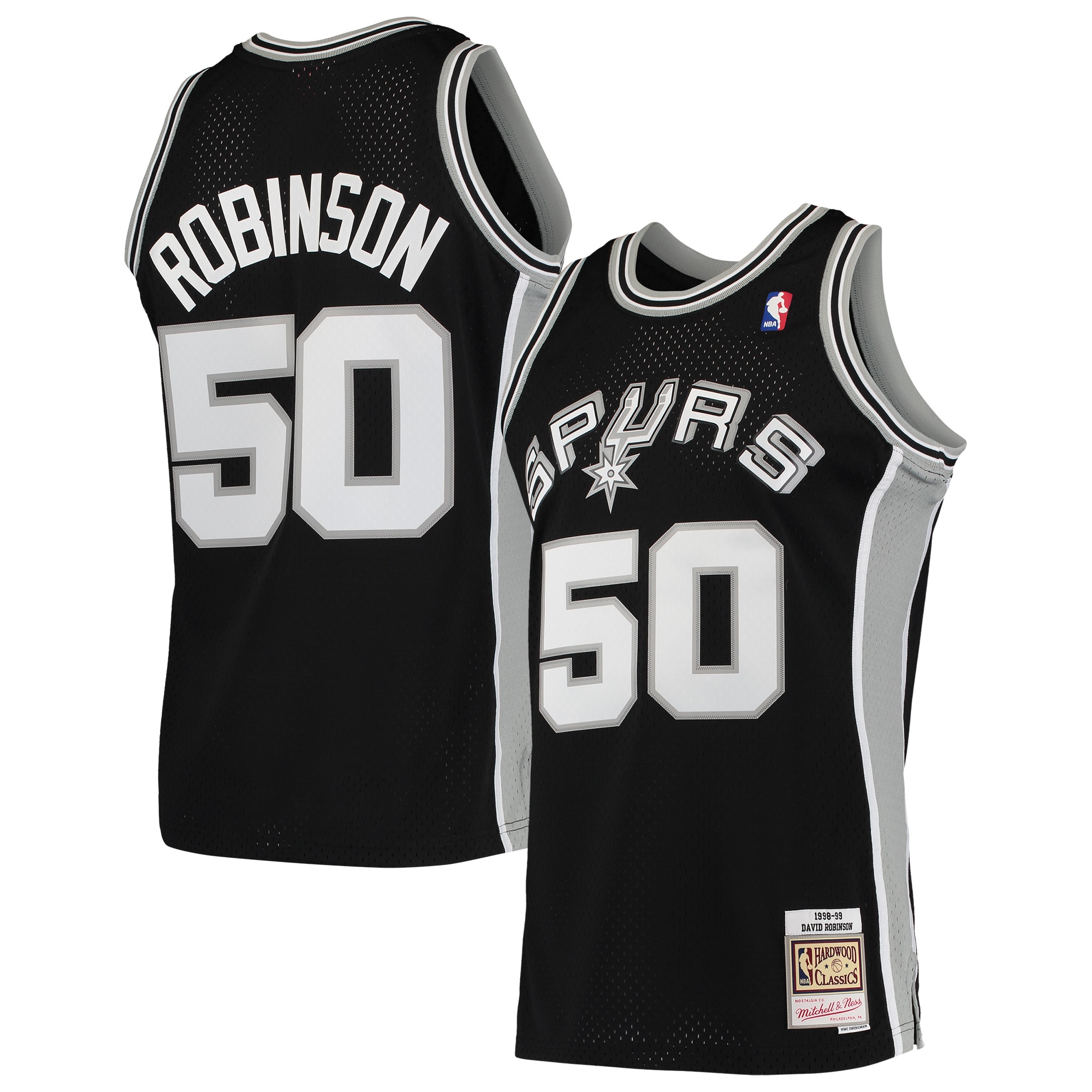 Men's San Antonio Spurs David Robinson Black 1991/92 Hardwood Classics Swingman Jersey