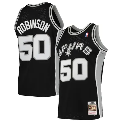 Men's San Antonio Spurs David Robinson Black 1991/92 Hardwood Classics Swingman Jersey 01