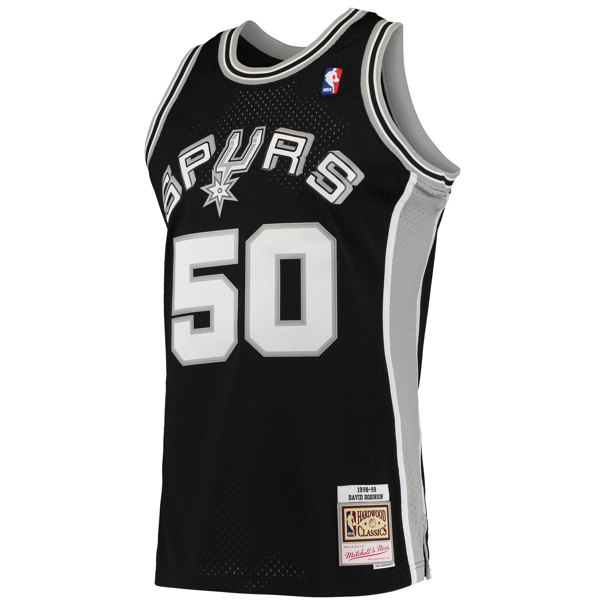 Men's San Antonio Spurs David Robinson Black 1991/92 Hardwood Classics Swingman Jersey