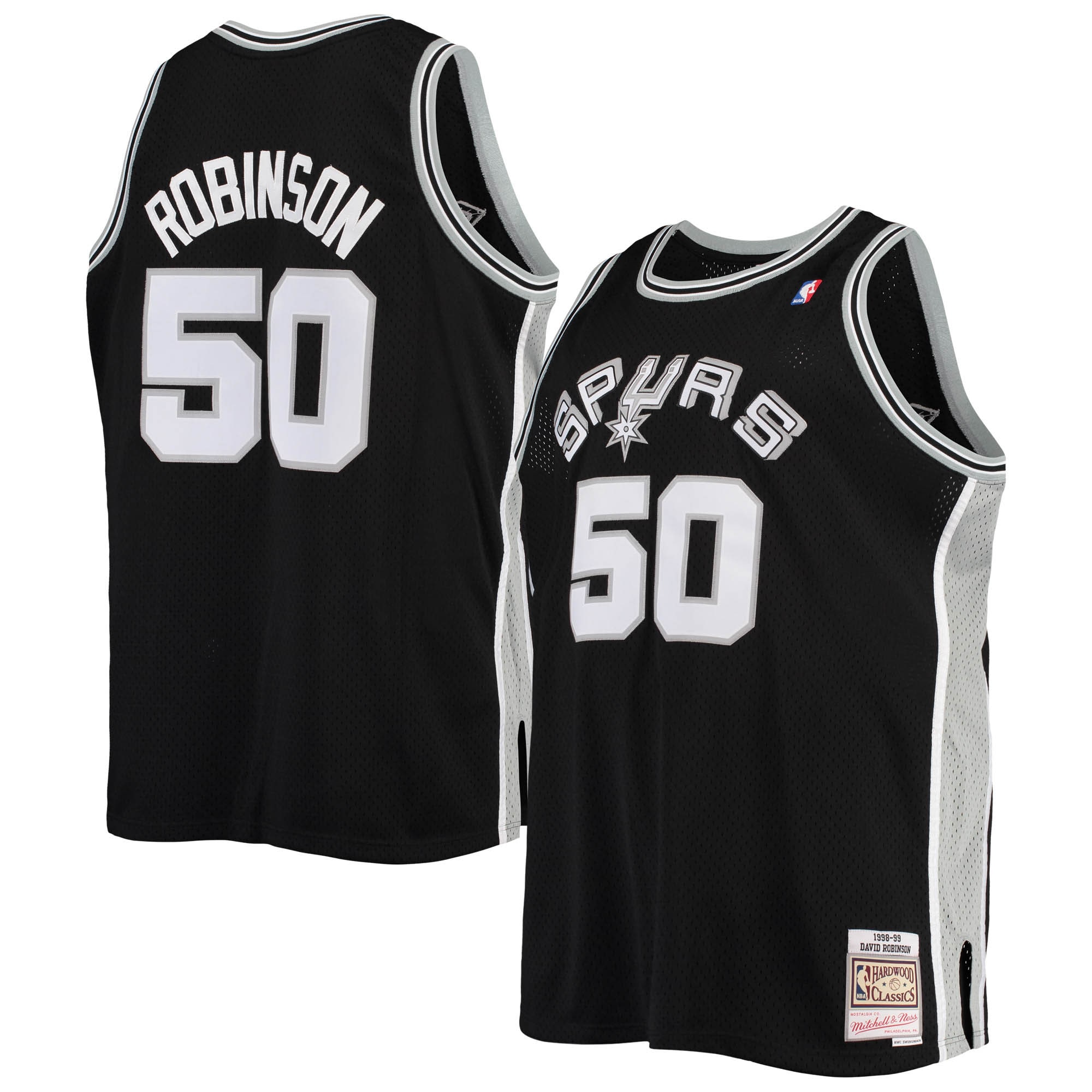 Men's San Antonio Spurs David Robinson Black 1998/99 Big & Tall Hardwood Classics Swingman Jersey