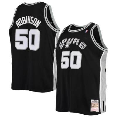 Men's San Antonio Spurs David Robinson Black 1998/99 Big & Tall Hardwood Classics Swingman Jersey 01
