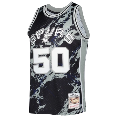 Men's San Antonio Spurs David Robinson Black 1998/99 Hardwood Classics Marble Swingman Jersey 02