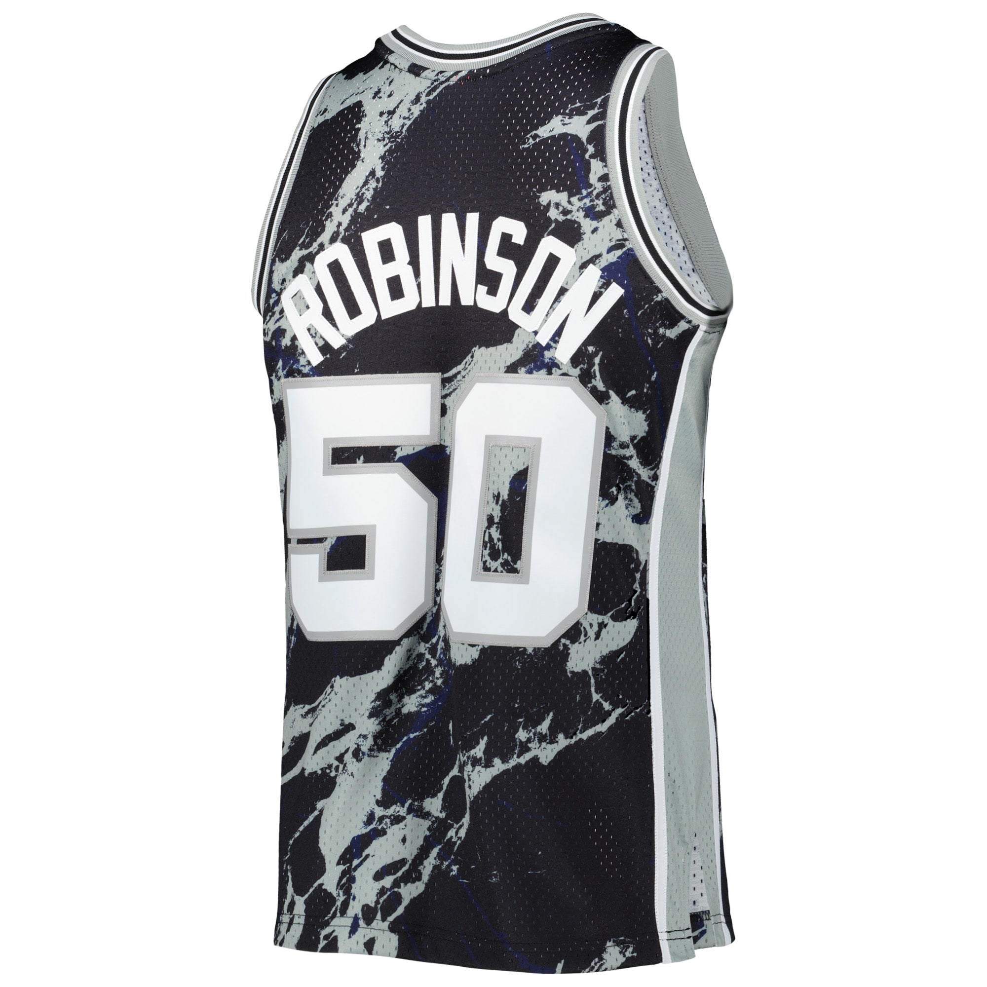 Men's San Antonio Spurs David Robinson Black 1998/99 Hardwood Classics Marble Swingman Jersey