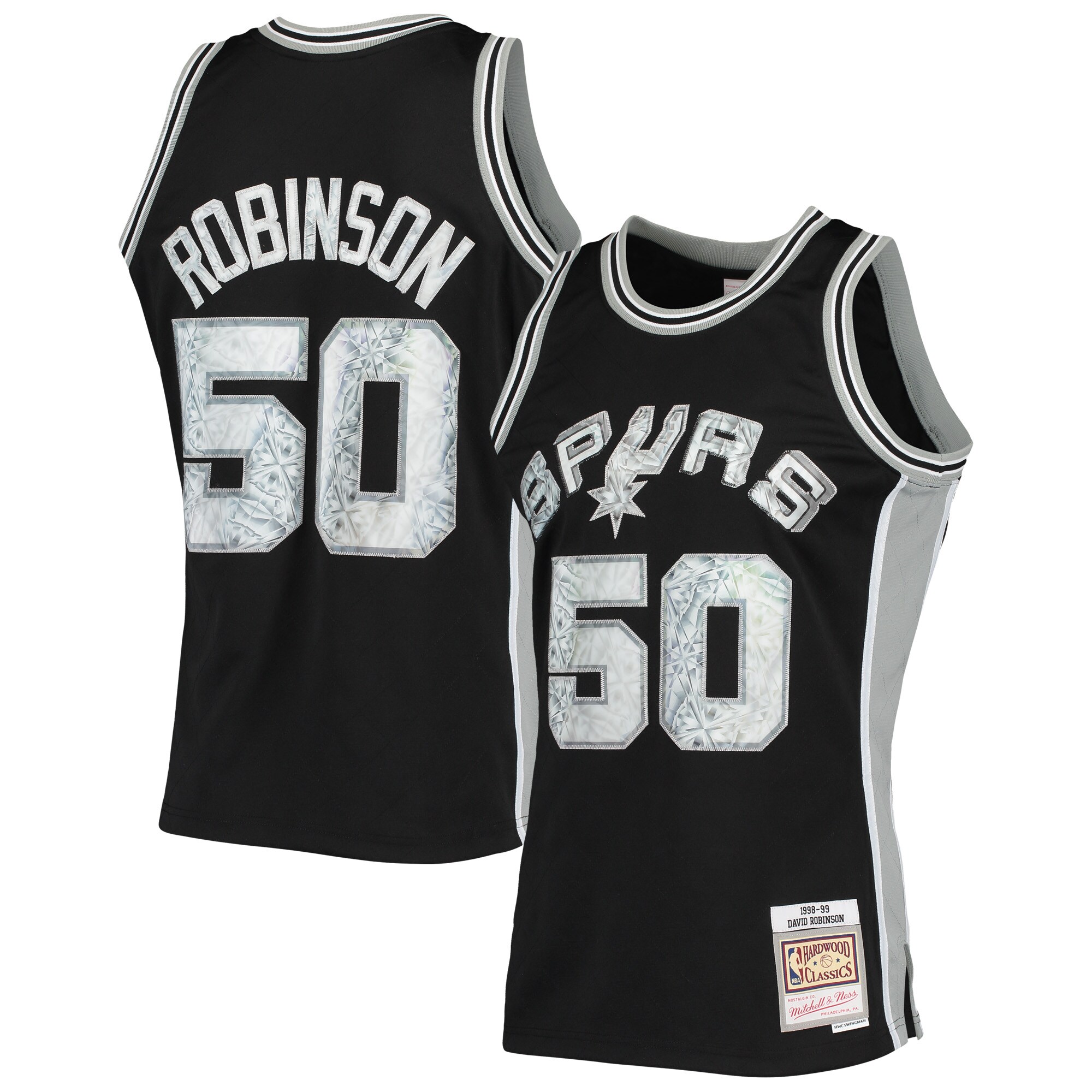 Men's San Antonio Spurs David Robinson Black 1998/99 Hardwood Classics NBA 75th Anniversary Diamond Swingman Jersey