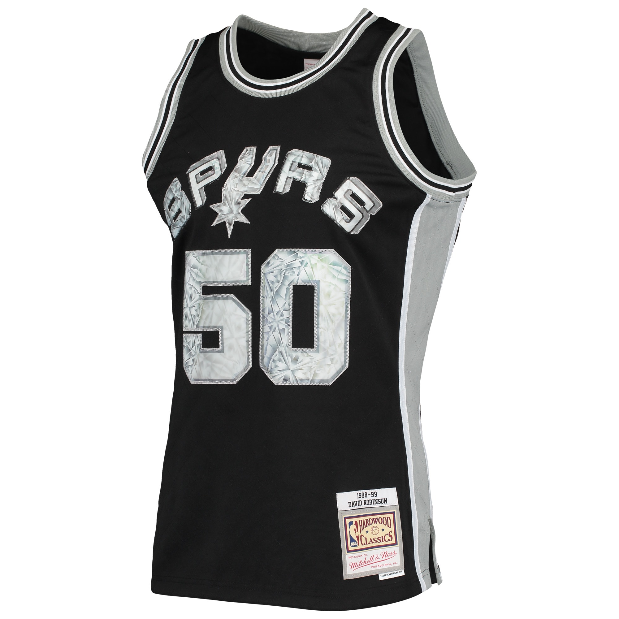 Men's San Antonio Spurs David Robinson Black 1998/99 Hardwood Classics NBA 75th Anniversary Diamond Swingman Jersey