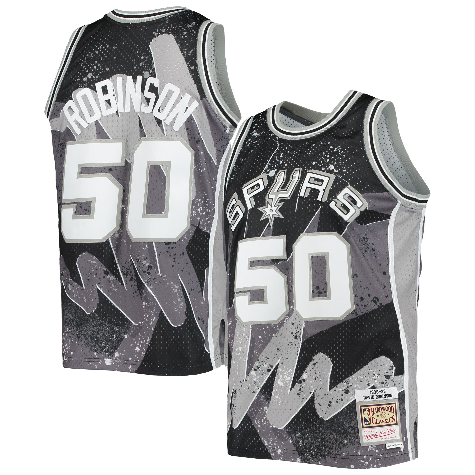 Men's San Antonio Spurs David Robinson Black Hardwood Classics 1998/99 Hyper Hoops Swingman Jersey