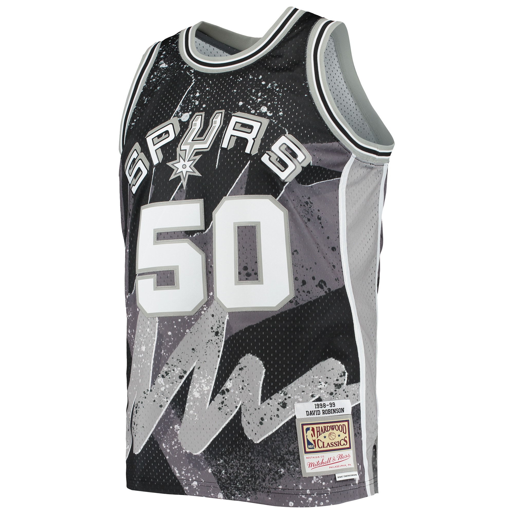 Men's San Antonio Spurs David Robinson Black Hardwood Classics 1998/99 Hyper Hoops Swingman Jersey