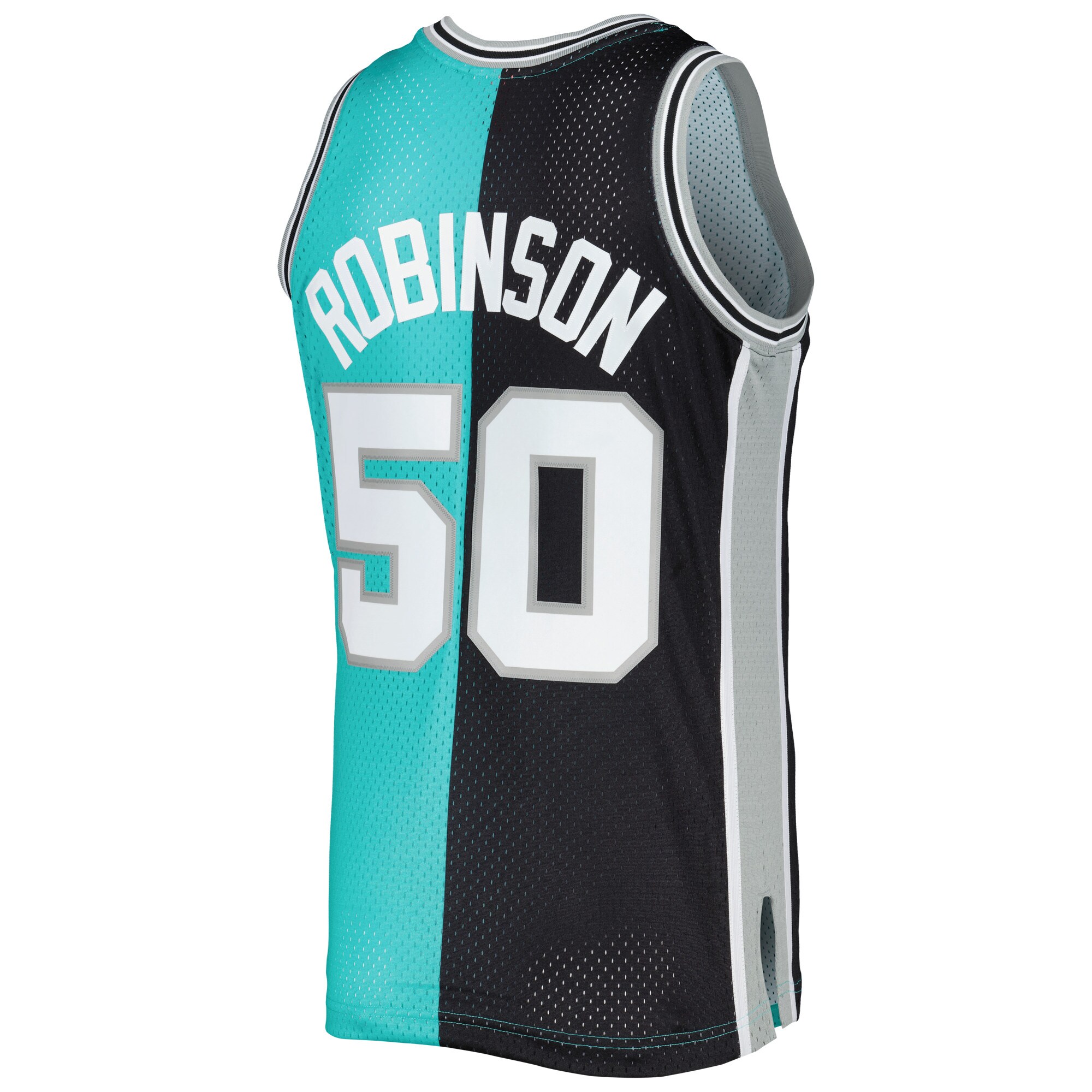 Men's San Antonio Spurs David Robinson Black/Teal Hardwood Classics 1998/99 Split Swingman Jersey