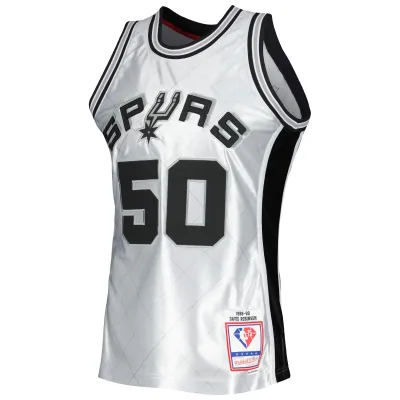 Men's San Antonio Spurs David Robinson Platinum 1998/99 Hardwood Classics 75th Anniversary Swingman Jersey 02