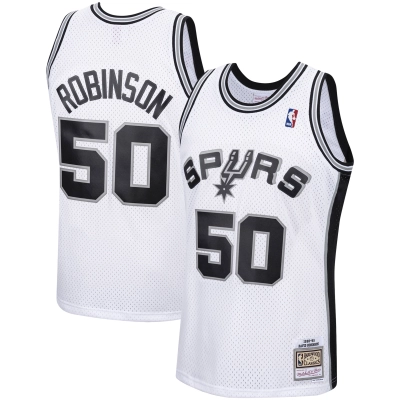 Men's San Antonio Spurs David Robinson White 1998/99 Hardwood Classics Swingman Jersey 01