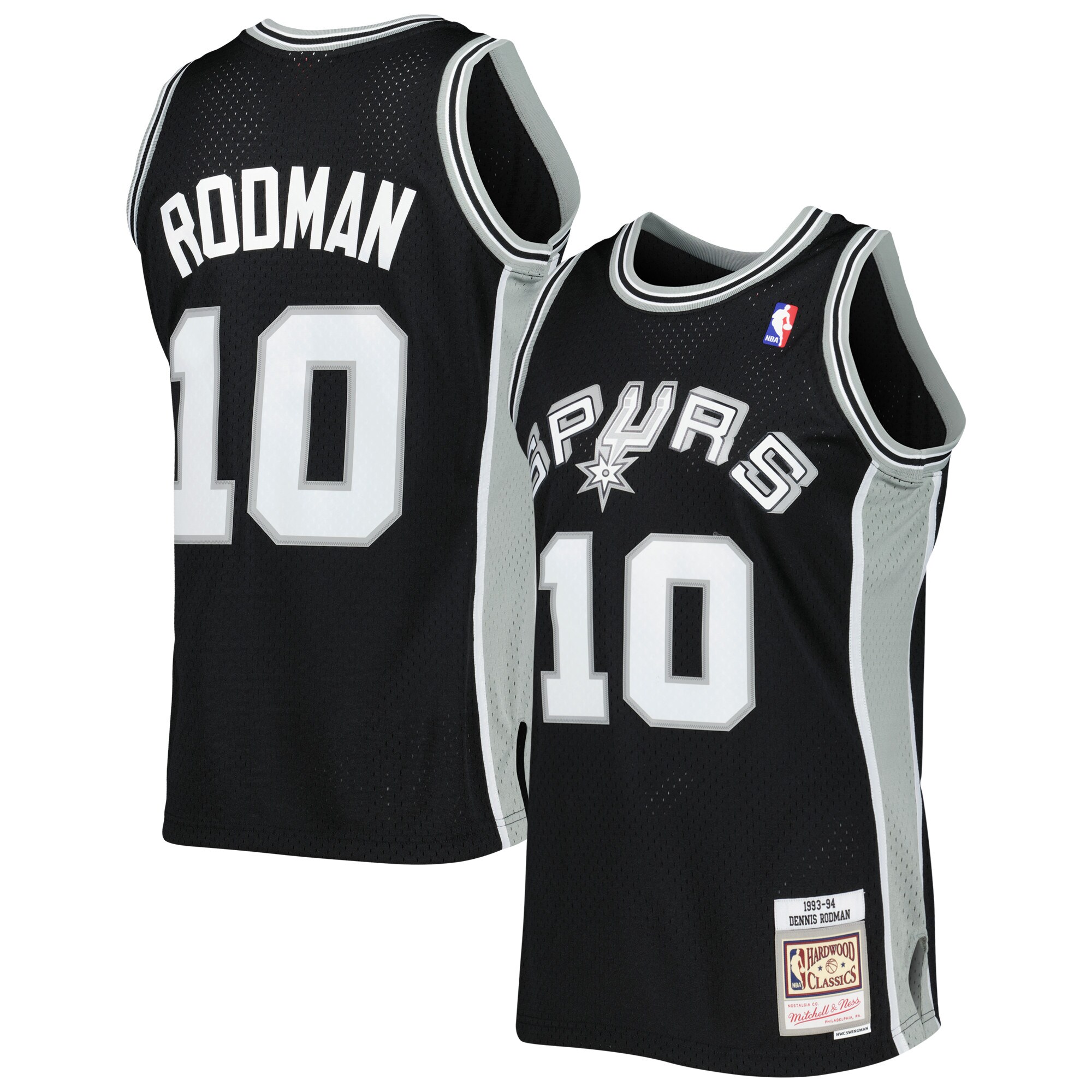 Men's San Antonio Spurs Dennis Rodman Black 2001/02 Hardwood Classics Swingman Jersey