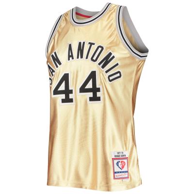 Men's San Antonio Spurs George Gervin Gold 75th Anniversary 1977/78 Hardwood Classics Swingman Jersey 02