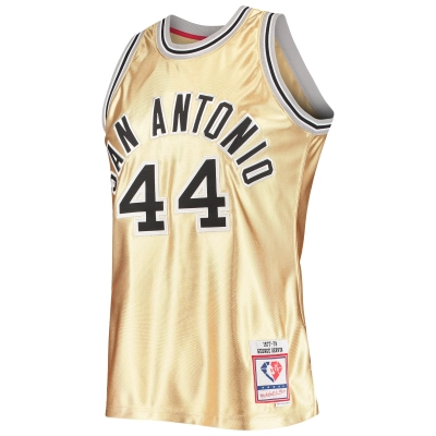 Men's San Antonio Spurs George Gervin Gold 75th Anniversary 1977/78 Hardwood Classics Swingman Jersey 02