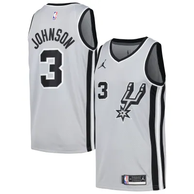 Men's San Antonio Spurs Keldon Johnson Silver Swingman Player Jersey - Statement Edition 01