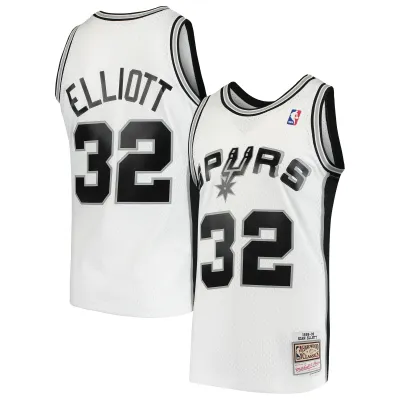 Men's San Antonio Spurs Sean Elliott White 1998/99 Hardwood Classics Swingman Jersey 01