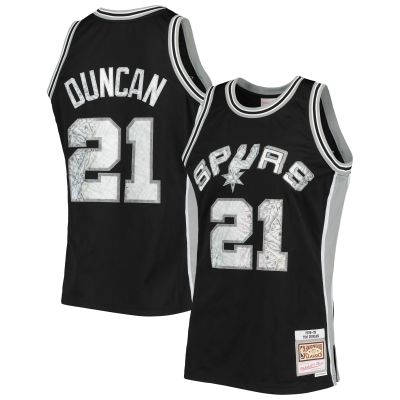 Men's San Antonio Spurs Tim Duncan Black 1998/99 Hardwood Classics NBA 75th Anniversary Diamond Swingman Jersey 01