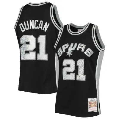 Men's San Antonio Spurs Tim Duncan Black 1998/99 Hardwood Classics NBA 75th Anniversary Diamond Swingman Jersey 01