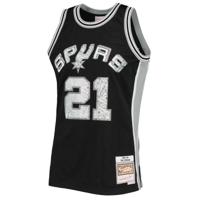 Men's San Antonio Spurs Tim Duncan Black 1998/99 Hardwood Classics NBA 75th Anniversary Diamond Swingman Jersey 02