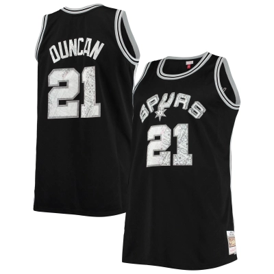 Men's San Antonio Spurs Tim Duncan Black Big & Tall 1998/99 NBA 75th Anniversary Diamond Swingman Jersey 01