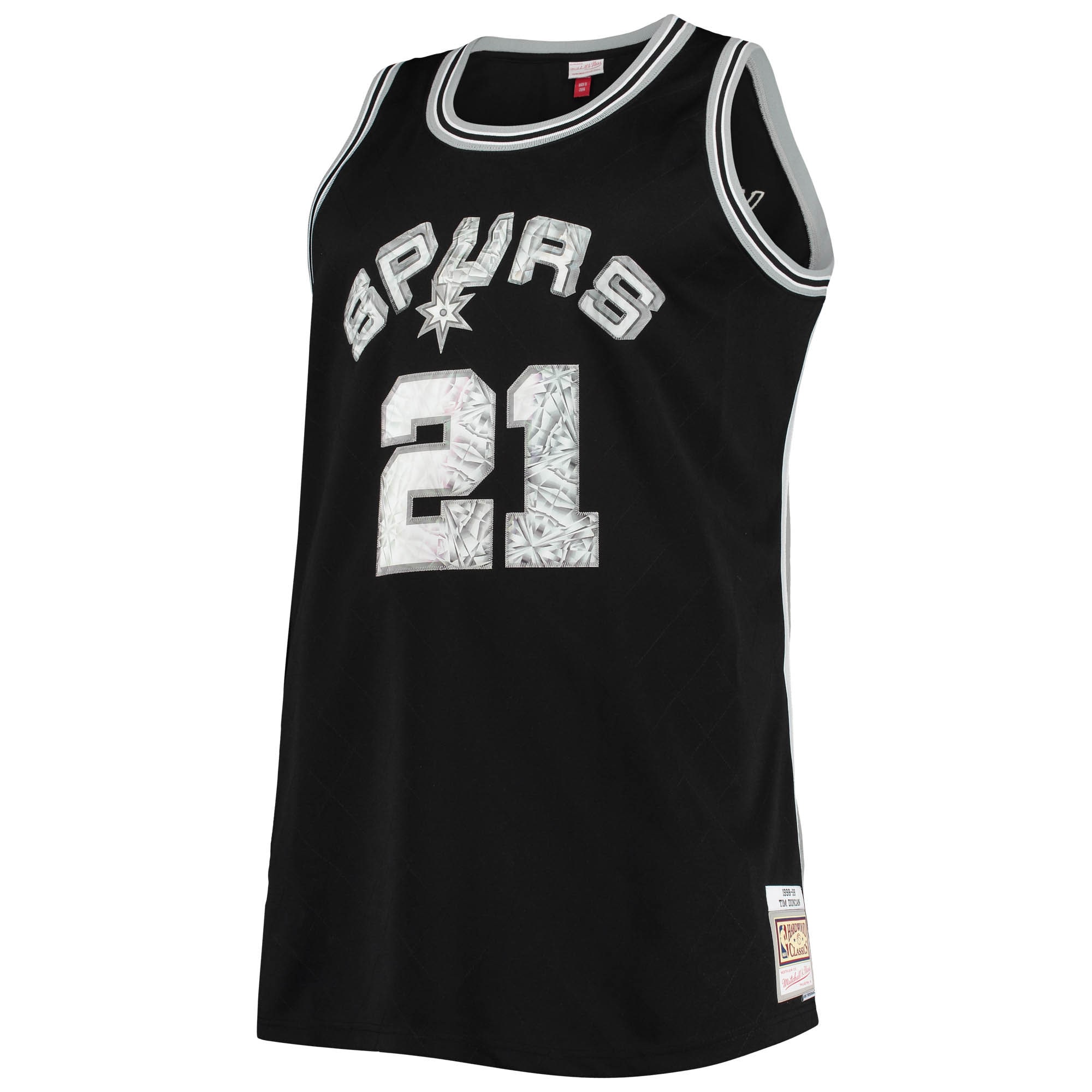 Men's San Antonio Spurs Tim Duncan Black Big & Tall 1998/99 NBA 75th Anniversary Diamond Swingman Jersey
