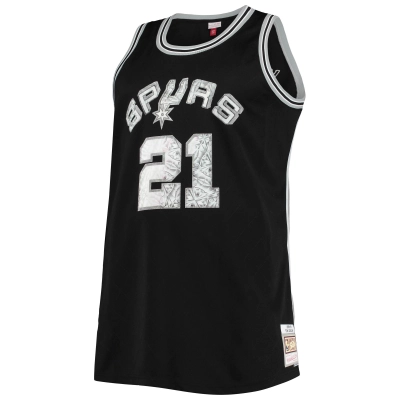 Men's San Antonio Spurs Tim Duncan Black Big & Tall 1998/99 NBA 75th Anniversary Diamond Swingman Jersey 02