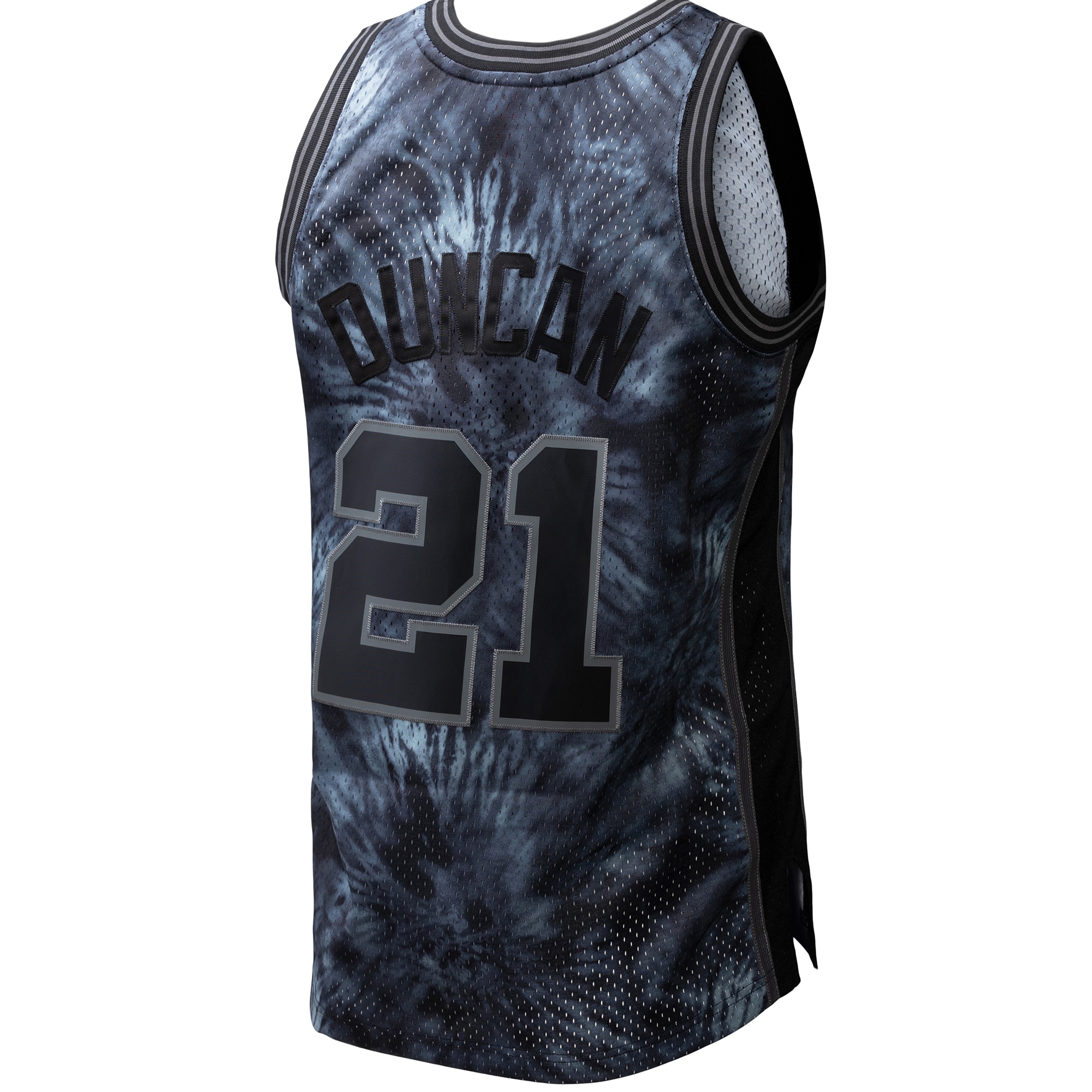 Men's San Antonio Spurs Tim Duncan Black Hardwood Classics 1998/99 Tie-Dye Swingman Jersey