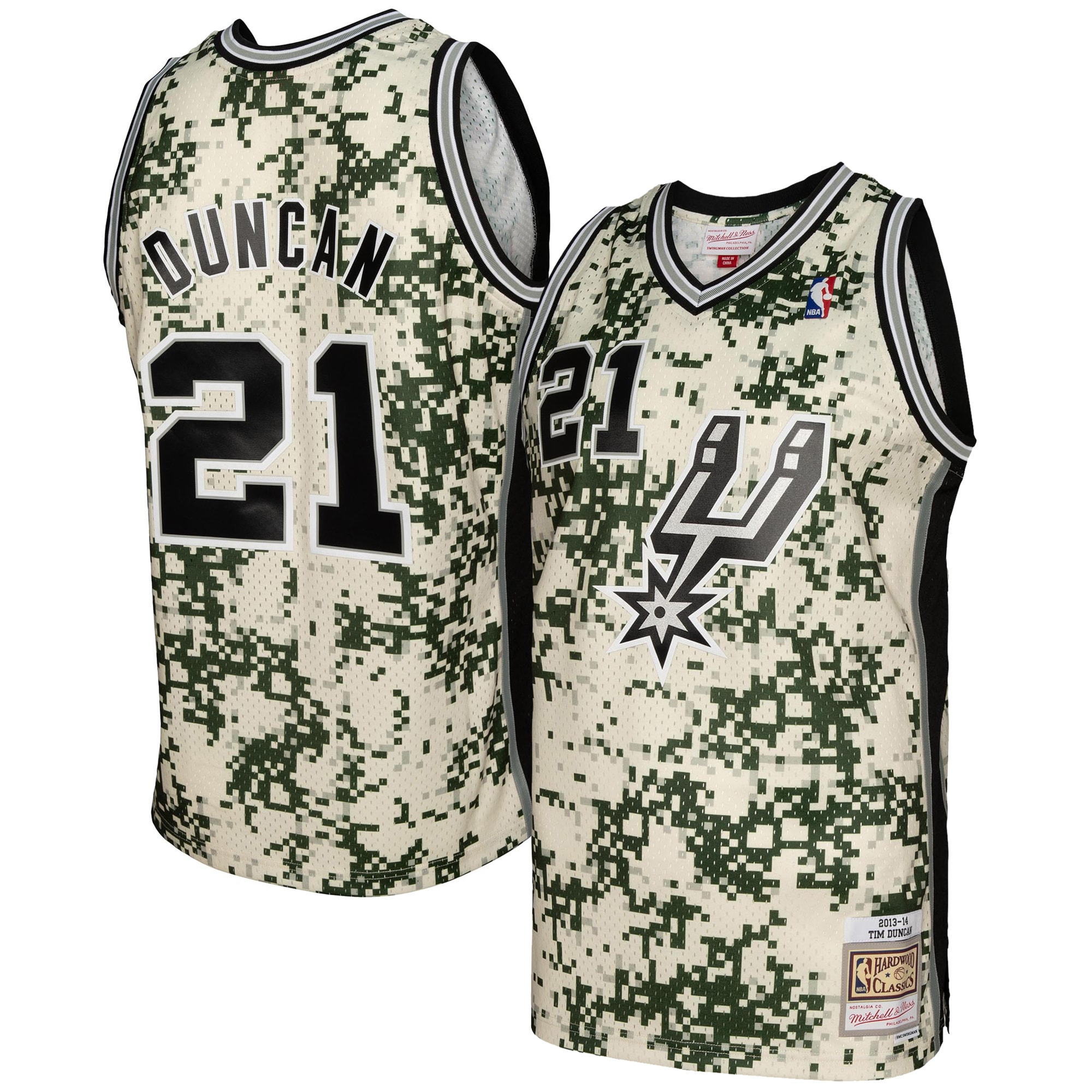 Men's San Antonio Spurs Tim Duncan Camo 2013/14 Swingman Jersey