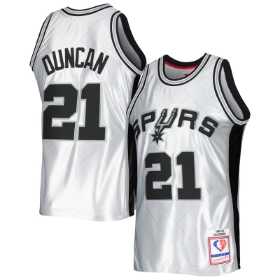 Men's San Antonio Spurs Tim Duncan Platinum 1998/99 Hardwood Classics 75th Anniversary Swingman Jersey 01