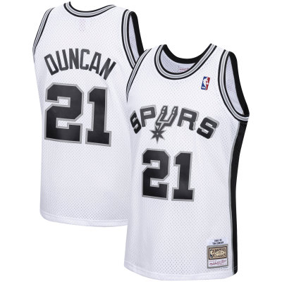 Men's San Antonio Spurs Tim Duncan White 1998/99 Hardwood Classics Swingman Jersey 01