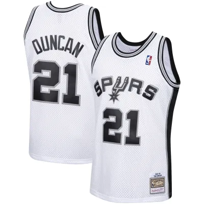 Men's San Antonio Spurs Tim Duncan White 1998/99 Hardwood Classics Swingman Jersey 01