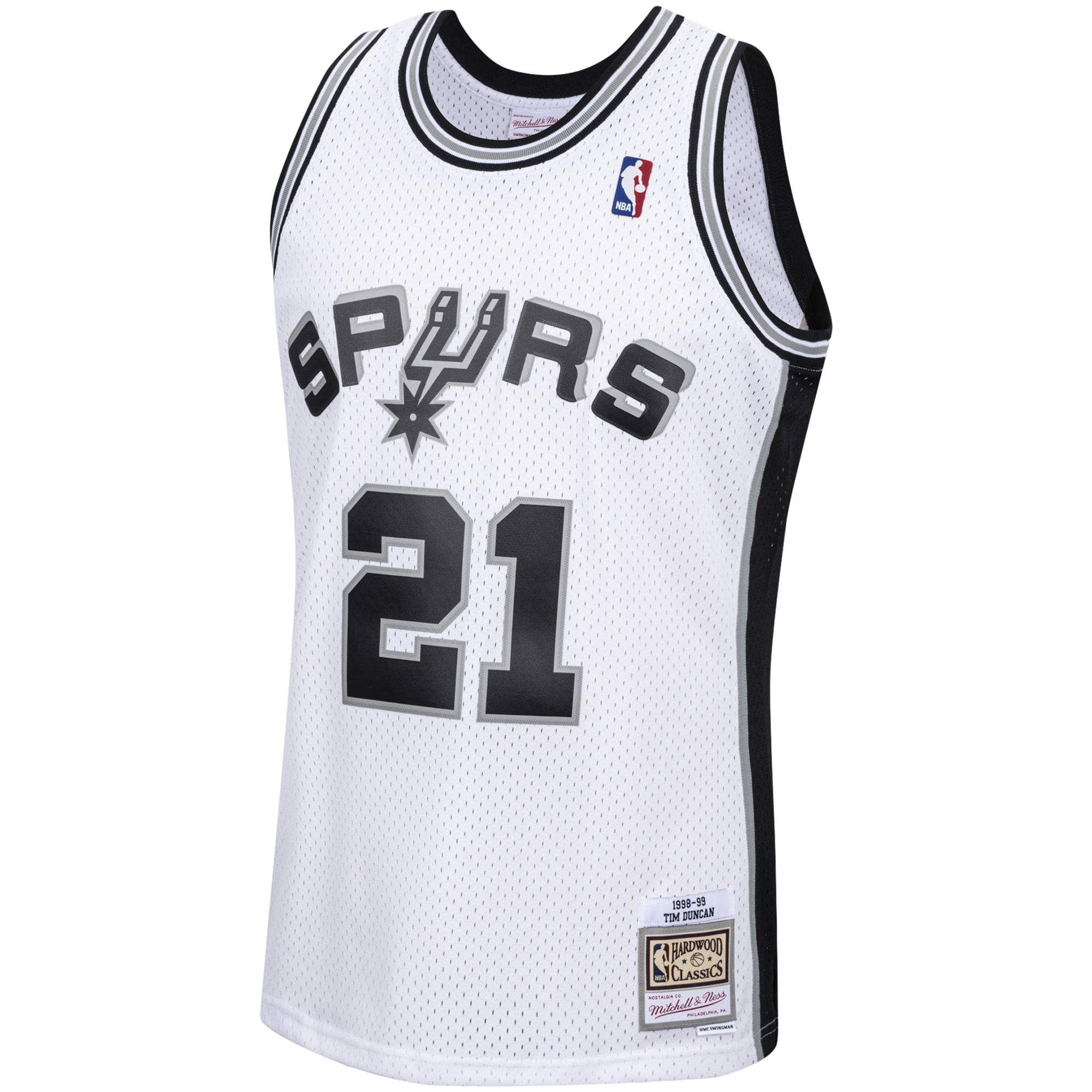Men's San Antonio Spurs Tim Duncan White 1998/99 Hardwood Classics Swingman Jersey