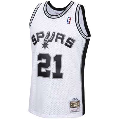 Men's San Antonio Spurs Tim Duncan White 1998/99 Hardwood Classics Swingman Jersey 02