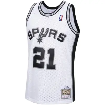 Men's San Antonio Spurs Tim Duncan White 1998/99 Hardwood Classics Swingman Jersey 02
