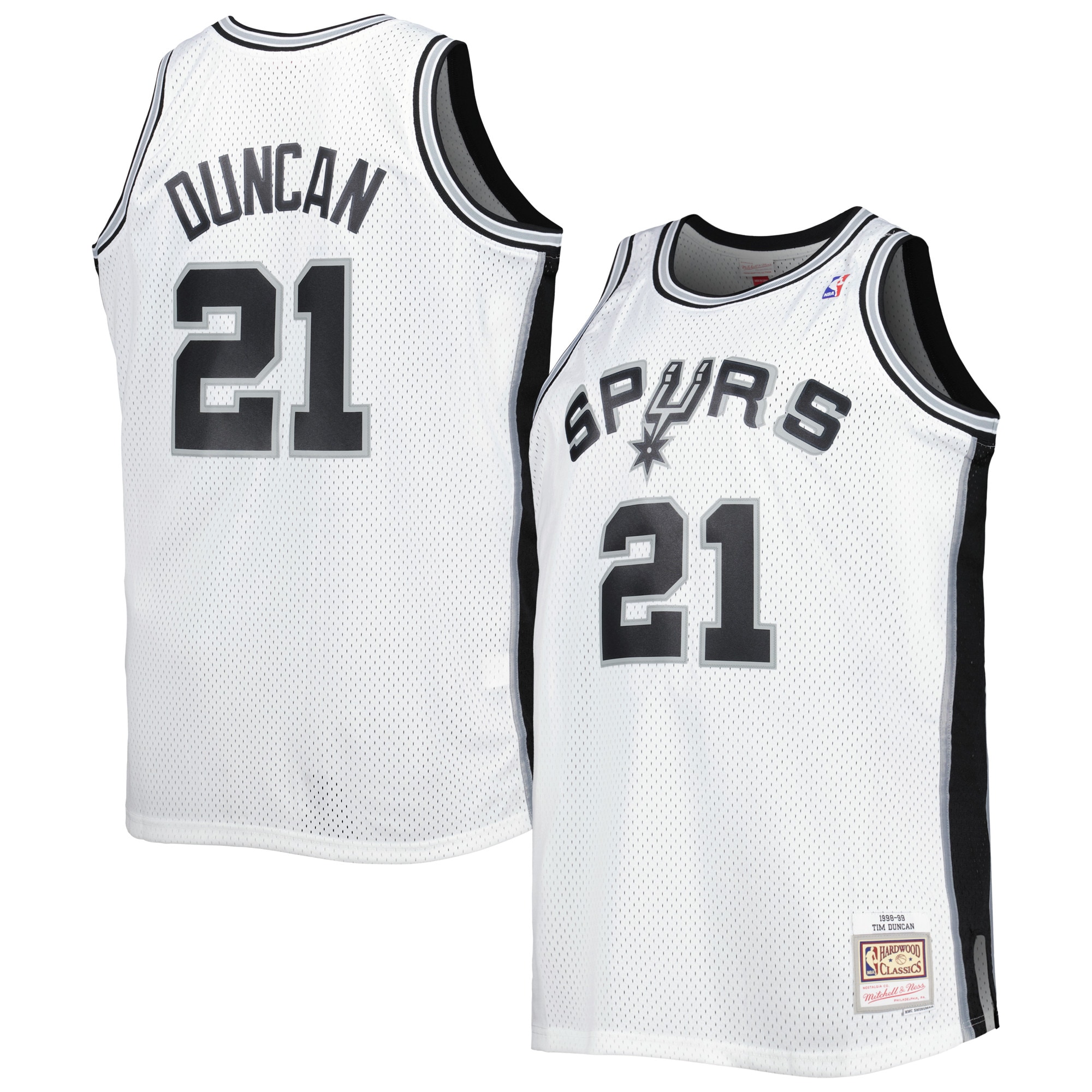 Men's San Antonio Spurs Tim Duncan White Big & Tall Hardwood Classics 1998/99 Swingman Jersey