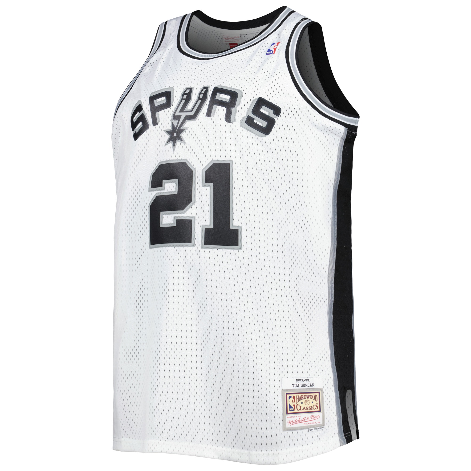 Men's San Antonio Spurs Tim Duncan White Big & Tall Hardwood Classics 1998/99 Swingman Jersey