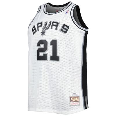 Men's San Antonio Spurs Tim Duncan White Big & Tall Hardwood Classics 1998/99 Swingman Jersey 02