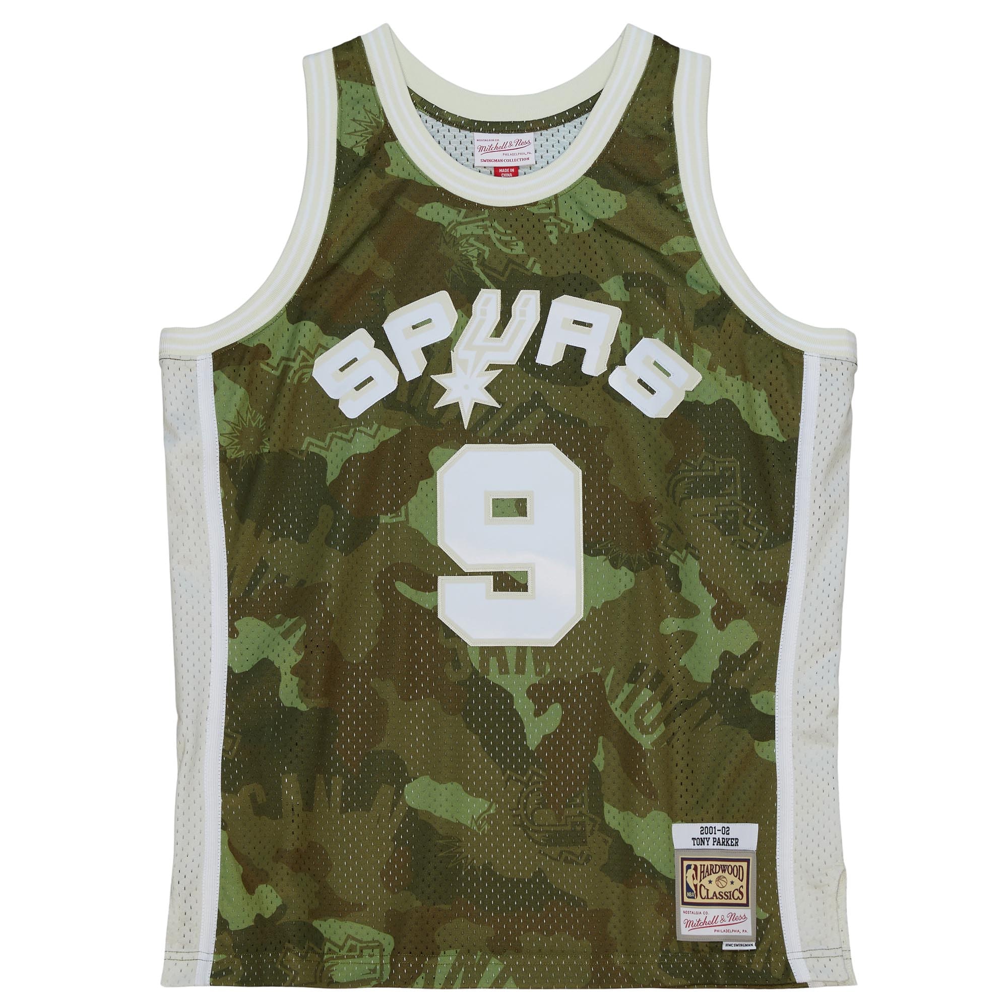 Men's San Antonio Spurs Tony Parker Camo Hardwood Classics 2000/01 Ghost Green Swingman Jersey