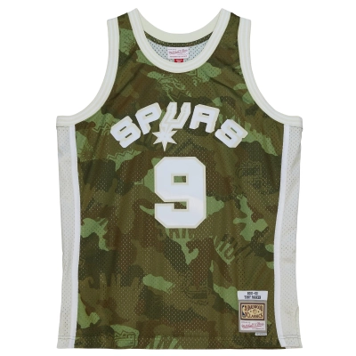 Men's San Antonio Spurs Tony Parker Camo Hardwood Classics 2000/01 Ghost Green Swingman Jersey 02