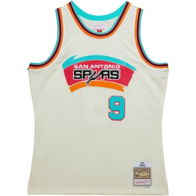 Men's San Antonio Spurs Tony Parker Cream Chainstitch Swingman Jersey 02