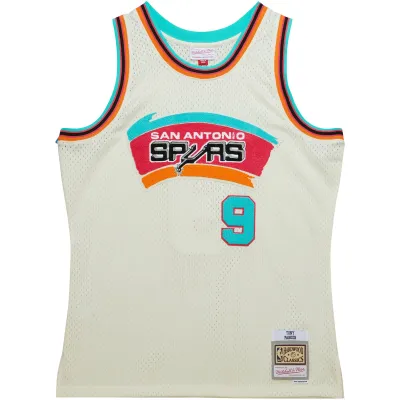 Men's San Antonio Spurs Tony Parker Cream Chainstitch Swingman Jersey 02