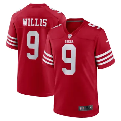 Men's San Francisco 49ers Brayden Willis Scarlet Team Game Jersey 01
