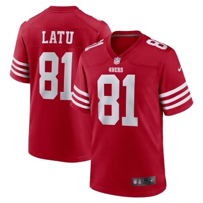 Men's San Francisco 49ers Cameron Latu Scarlet Team Game Jersey 01