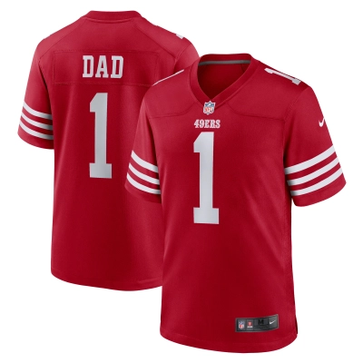 Men's San Francisco 49ers Number 1 Dad Scarlet Game Jersey 01