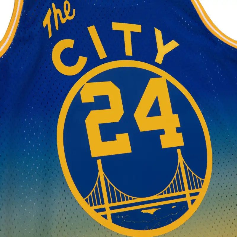Men's San Francisco Warriors Rick Barry Gold/Royal 1966/67 Hardwood Classics Fadeaway Swingman Player Jersey