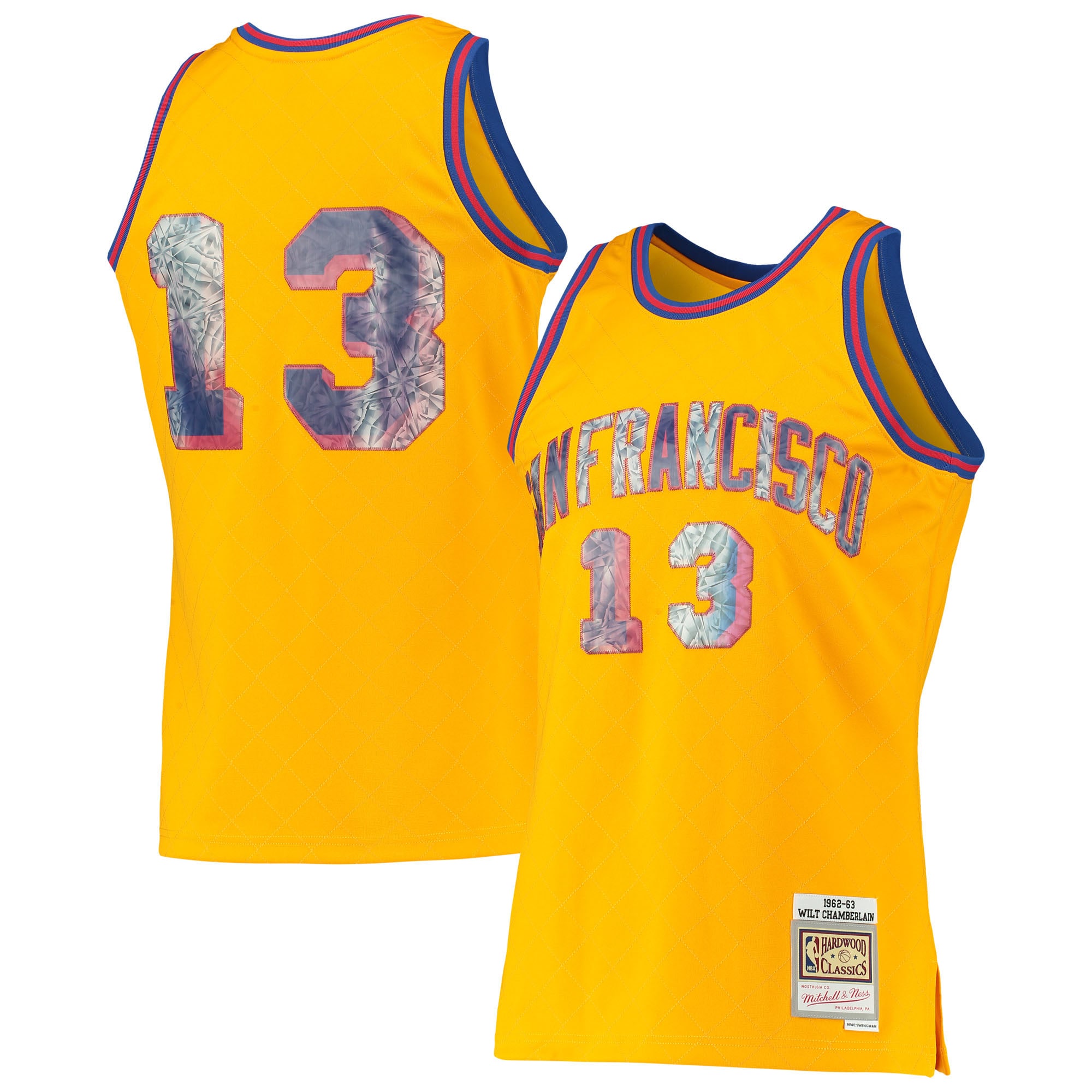 Men's San Francisco Warriors Wilt Chamberlain Gold 1962/63 Hardwood Classics NBA 75th Anniversary Diamond Swingman Jersey